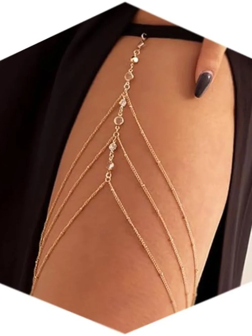 Silver and Gold Thigh Chain Jewelry - Sexy Rhinestone Leg Jewelry for Women